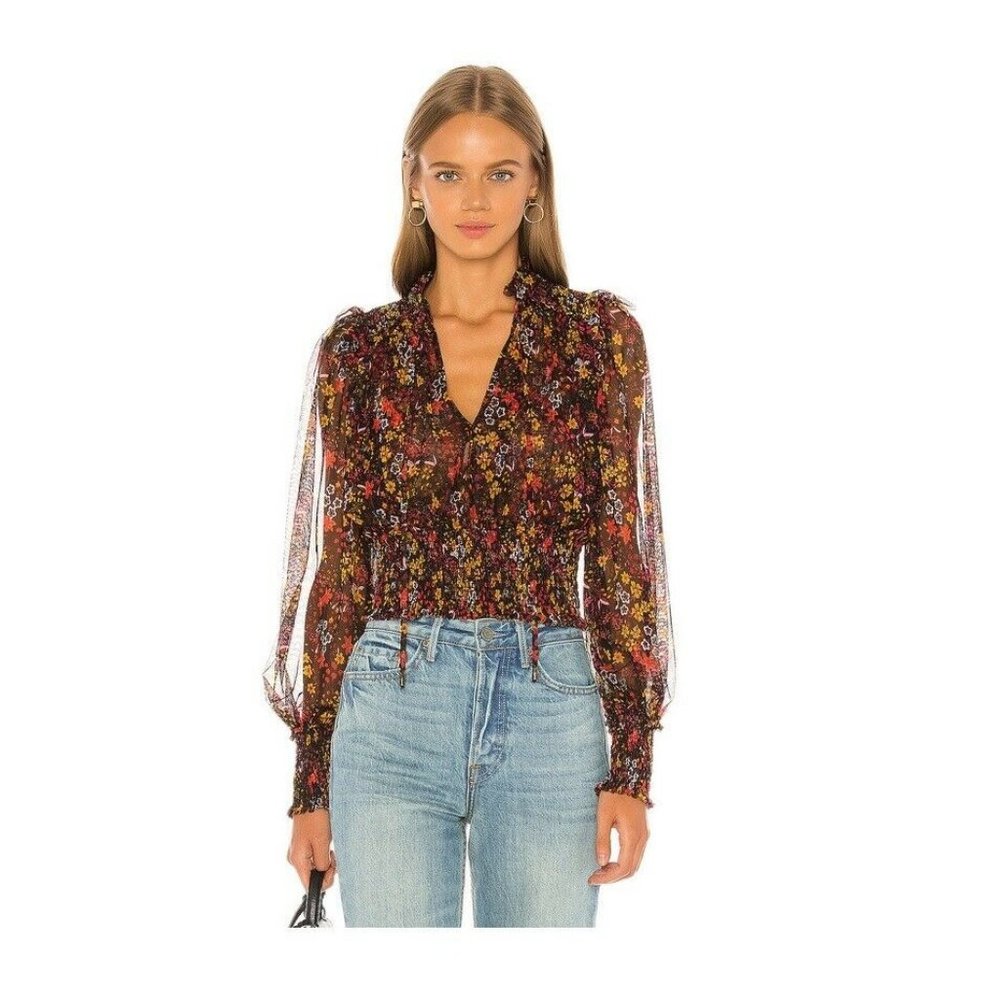 Free People Twyla Printed Long Sleeve Top